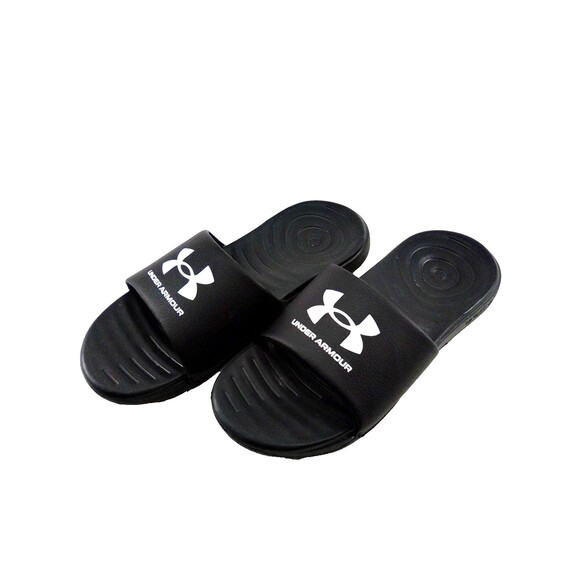 Under Armour  Black/White Unisex Rubber Sliders Padded Comfort Insoles Size 7 - Picture 2 of 6